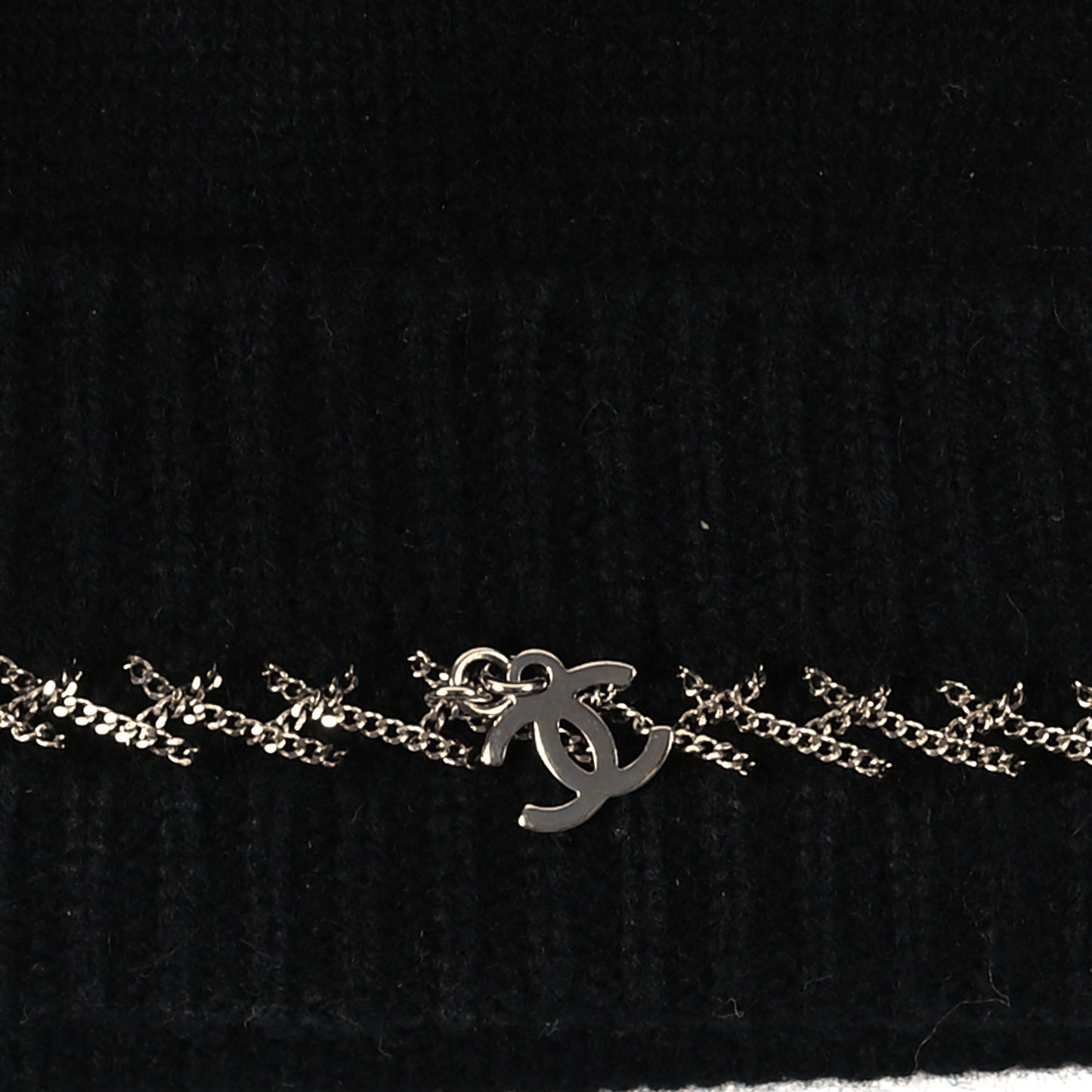 Cashmere Chain CC Beanie Hat Black