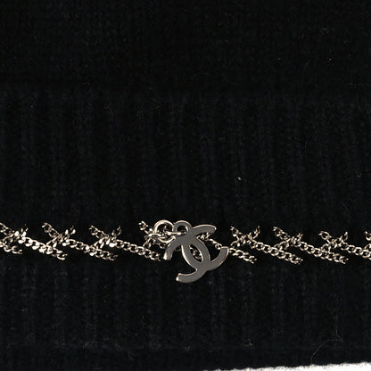 Chanel Cashmere Chain CC Beanie Hat Black 3 of 4