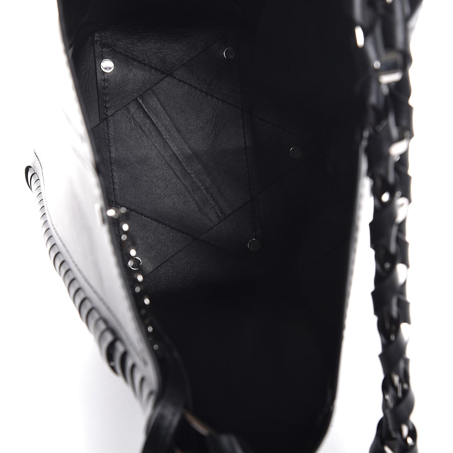 Smooth Calfskin Medium Hex Bucket Bag Black