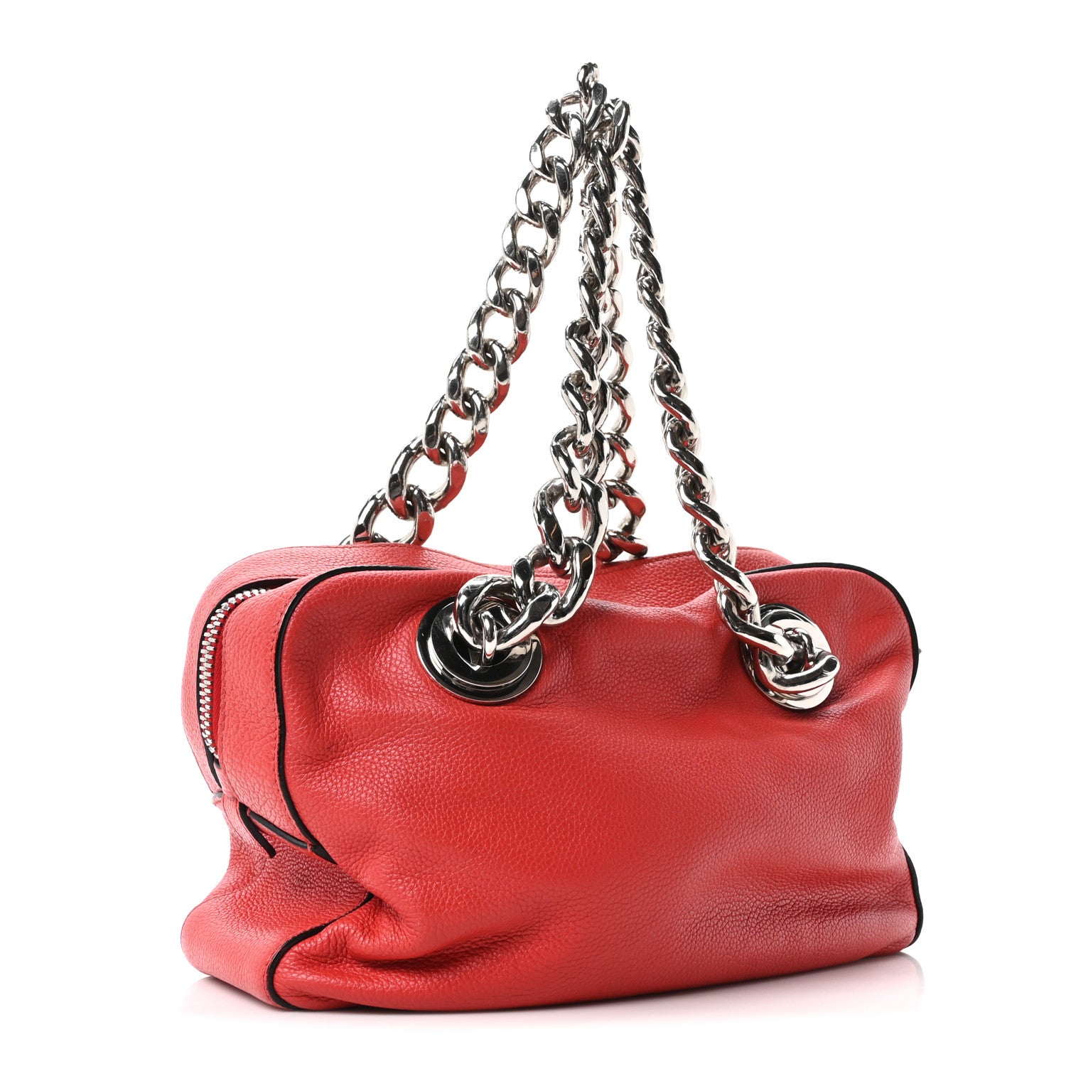 Prada Vitello Daino Chain Satchel Bag Lacca 3 of 9