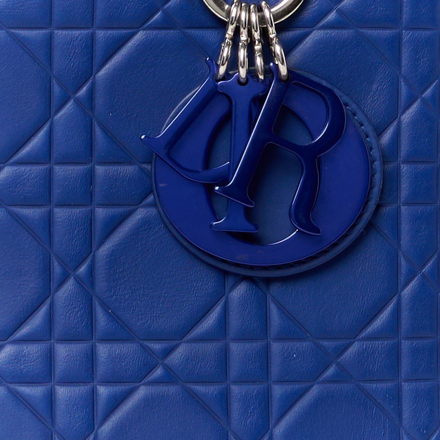 Ultra Matte Calfskin Embossed Cannage Medium Lady Dior Blue