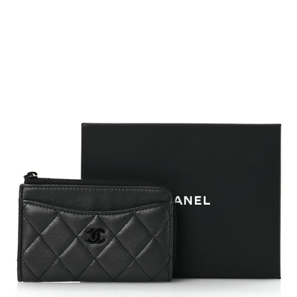 Chanel Pearly Lambskin Quilted Zip Card Holder So Black 10 of 10
