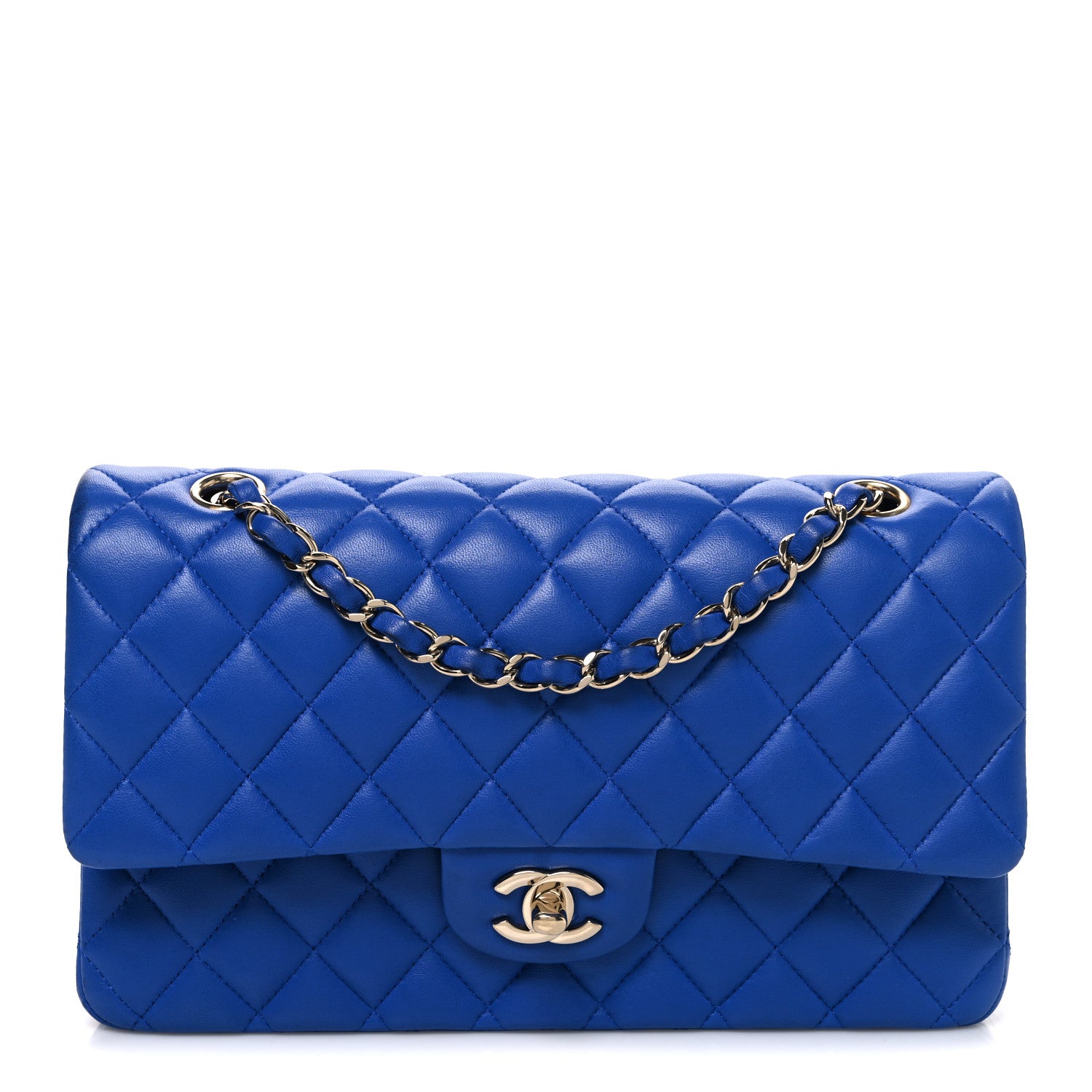 Chanel Lambskin Quilted Medium Double Flap Blue 1 of 10