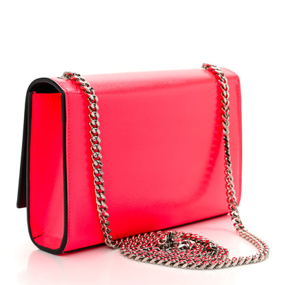 Saint Laurent Patent Grain de Poudre Small Monogram Kate Satchel Neon Pink 3 of 10