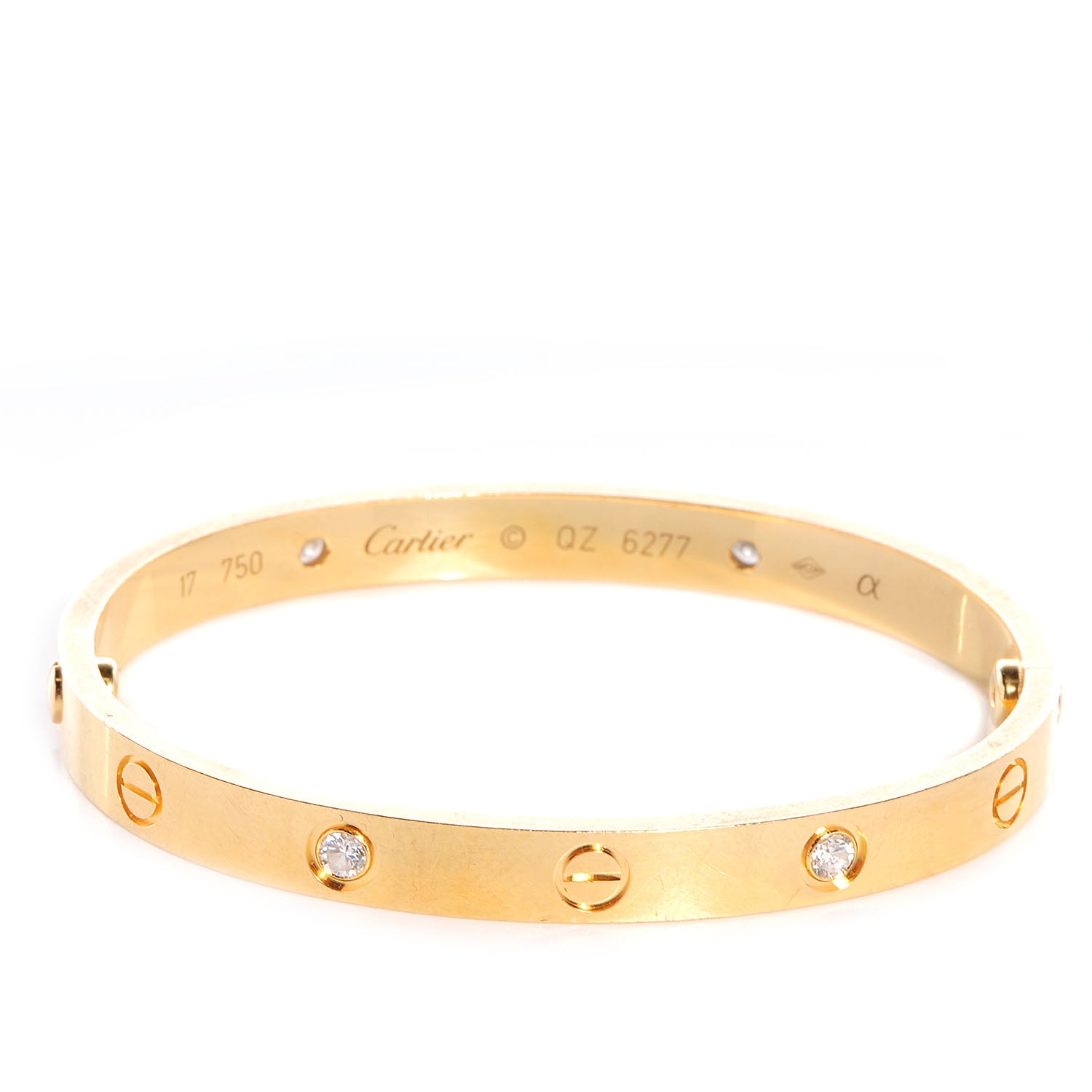 Cartier 18K Yellow Gold 4 Diamond LOVE Bracelet 17 1 of 5