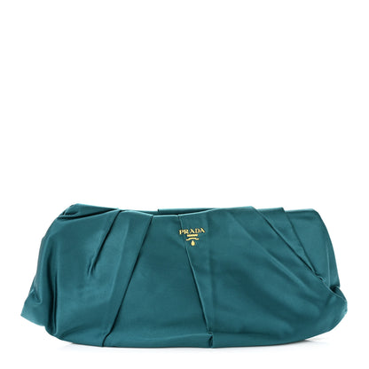 Prada Satin Pleated Clutch Turchese 1 of 10