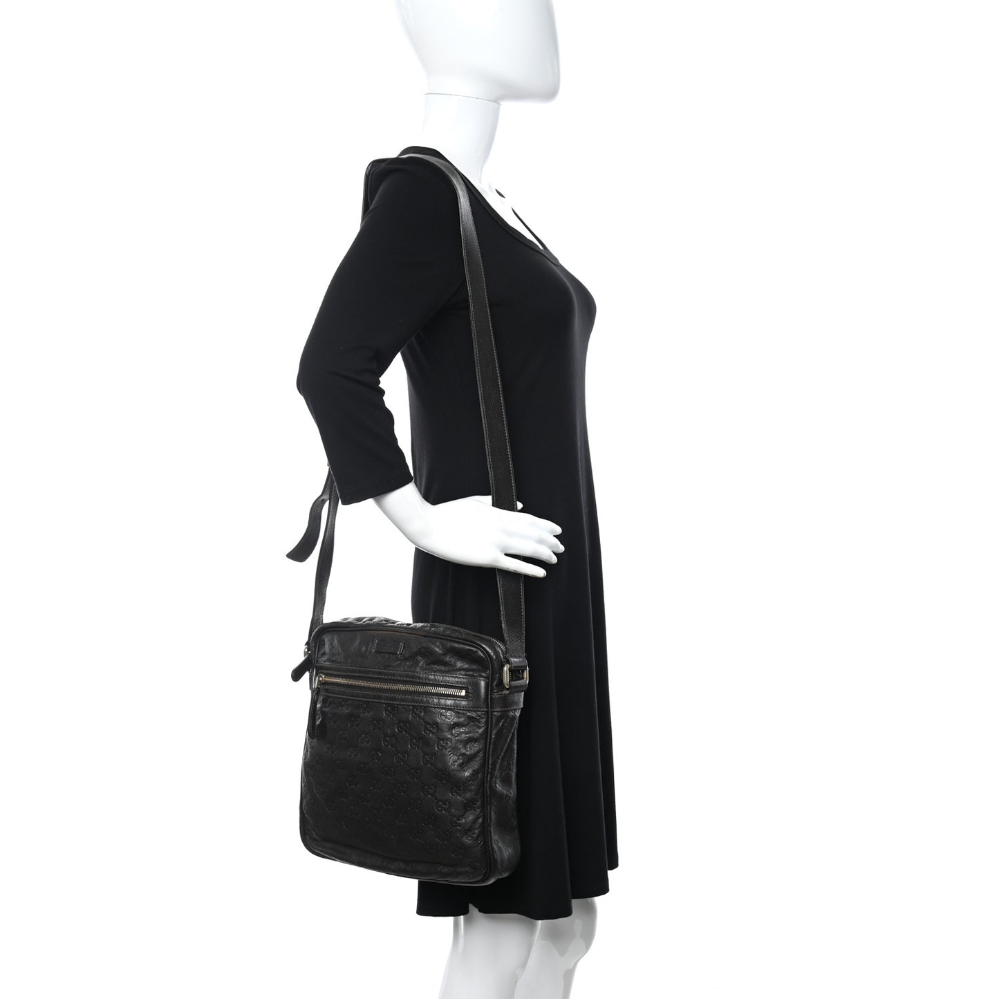 Guccissima Flat Messenger Bag Dark Brown