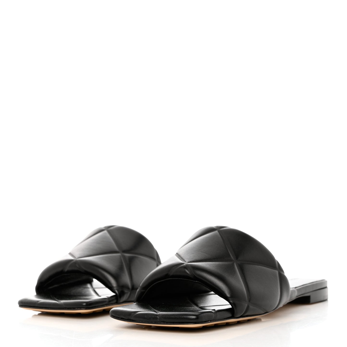 Nappa Quilted Rubber Lido Flat Sandals 39.5 Black