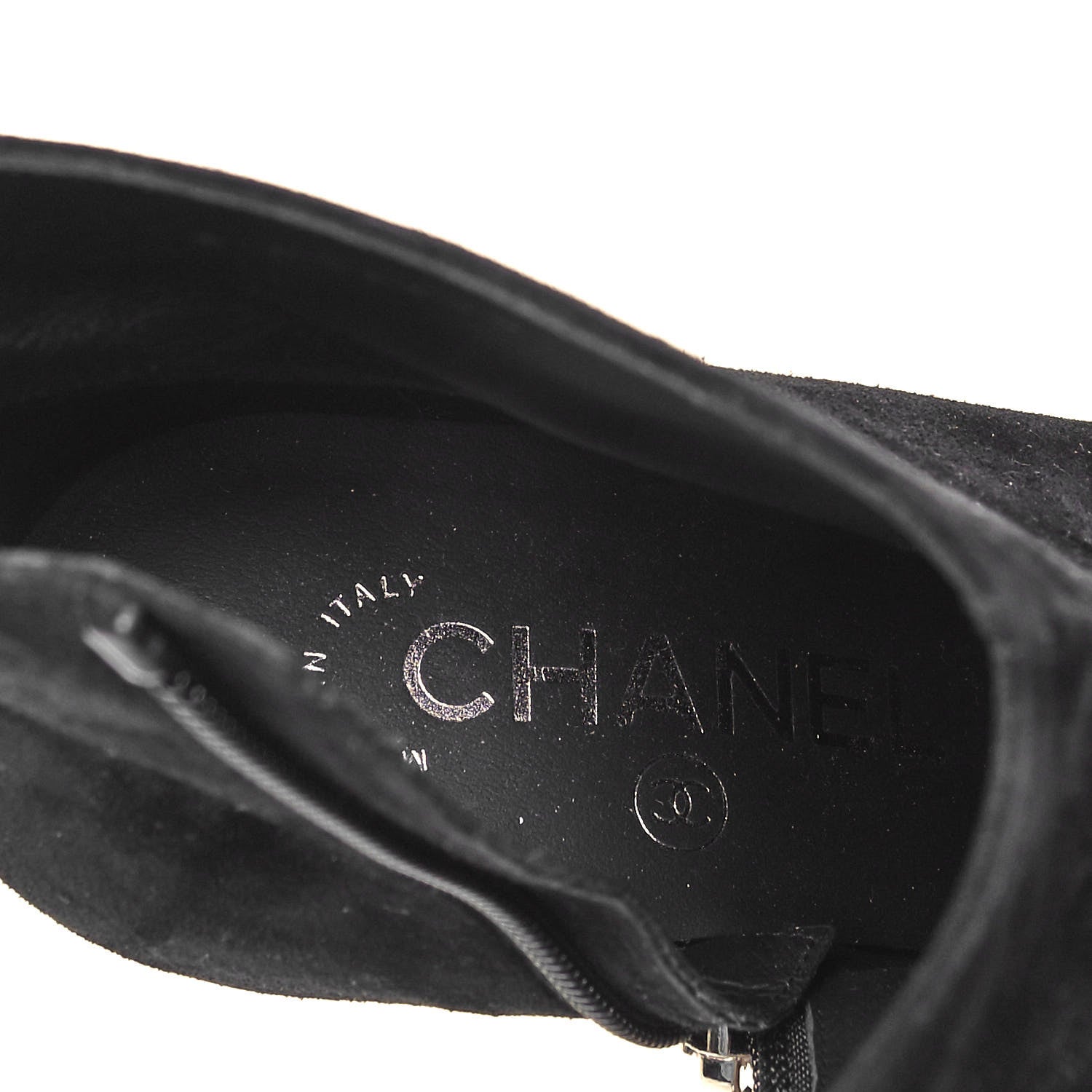 Chanel Suede Grosgrain Pearl Ankle Boots 35.5 Black 15 of 25