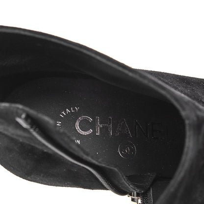 Chanel Suede Grosgrain Pearl Ankle Boots 35.5 Black 15 of 25