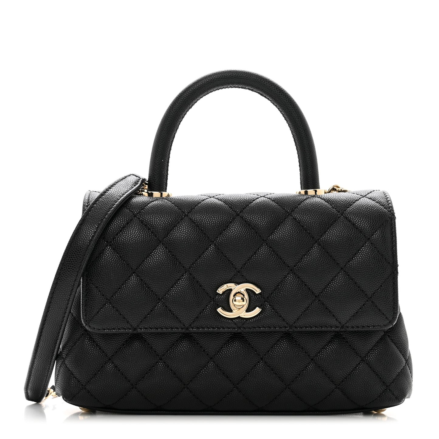 Caviar Quilted Mini Coco Handle Flap Black