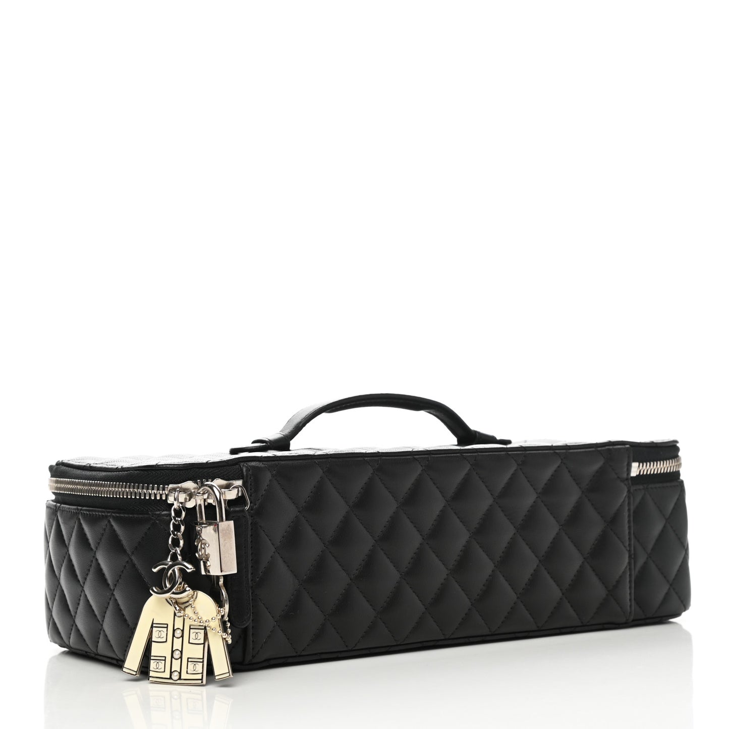 Lambskin Quilted Large Jewelry Case Black