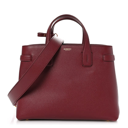 Burberry Grainy Calfskin House Check Medium Banner Tote Mahogany Red 1 of 9
