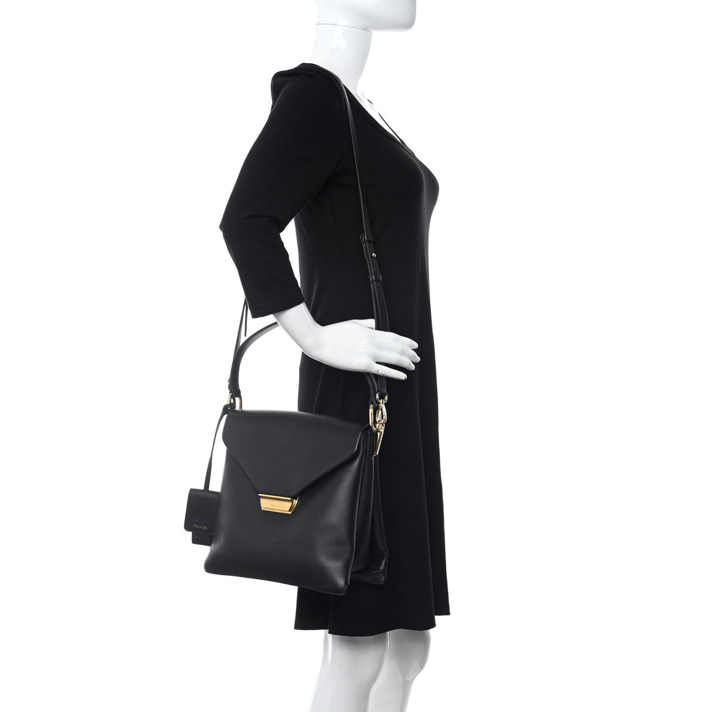 New Calfskin Medium Ingrid Top Handle Bag Black