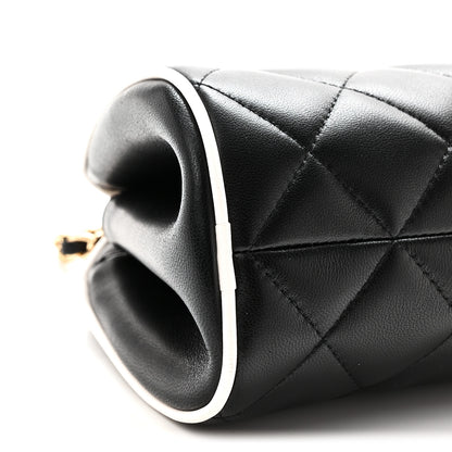 Chanel Lambskin Quilted Clutch With Chain Black White 9 of 11