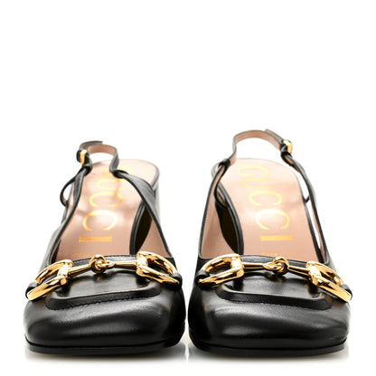Gucci Malaga Kid Horsebit 75mm Slingback Pumps 40 Black 3 of 11