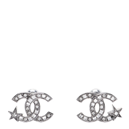 Chanel Crystal CC Starfall Earrings Silver 1 of 6