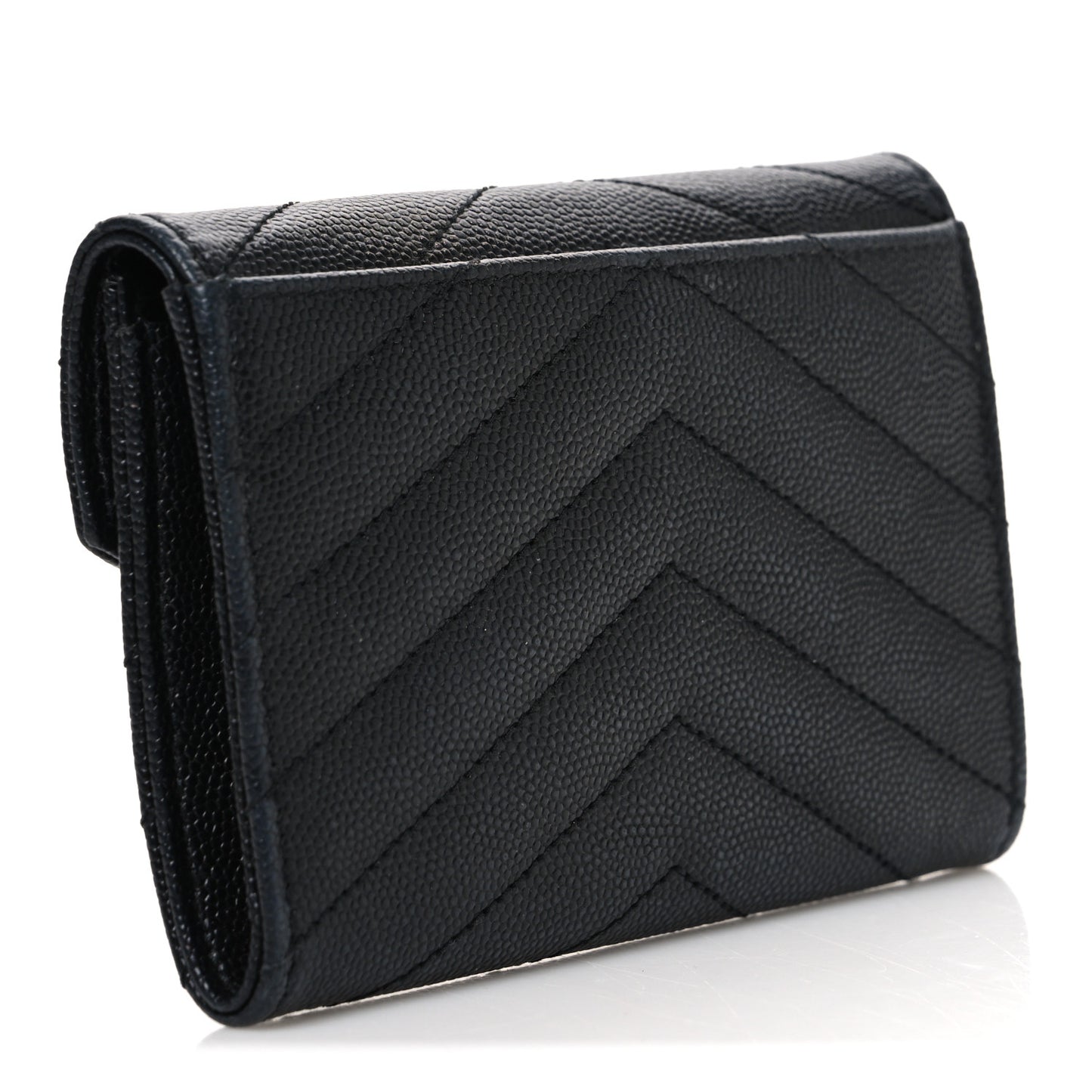 Grain De Poudre Matelasse Chevron Small Monogram Envelope Wallet Black