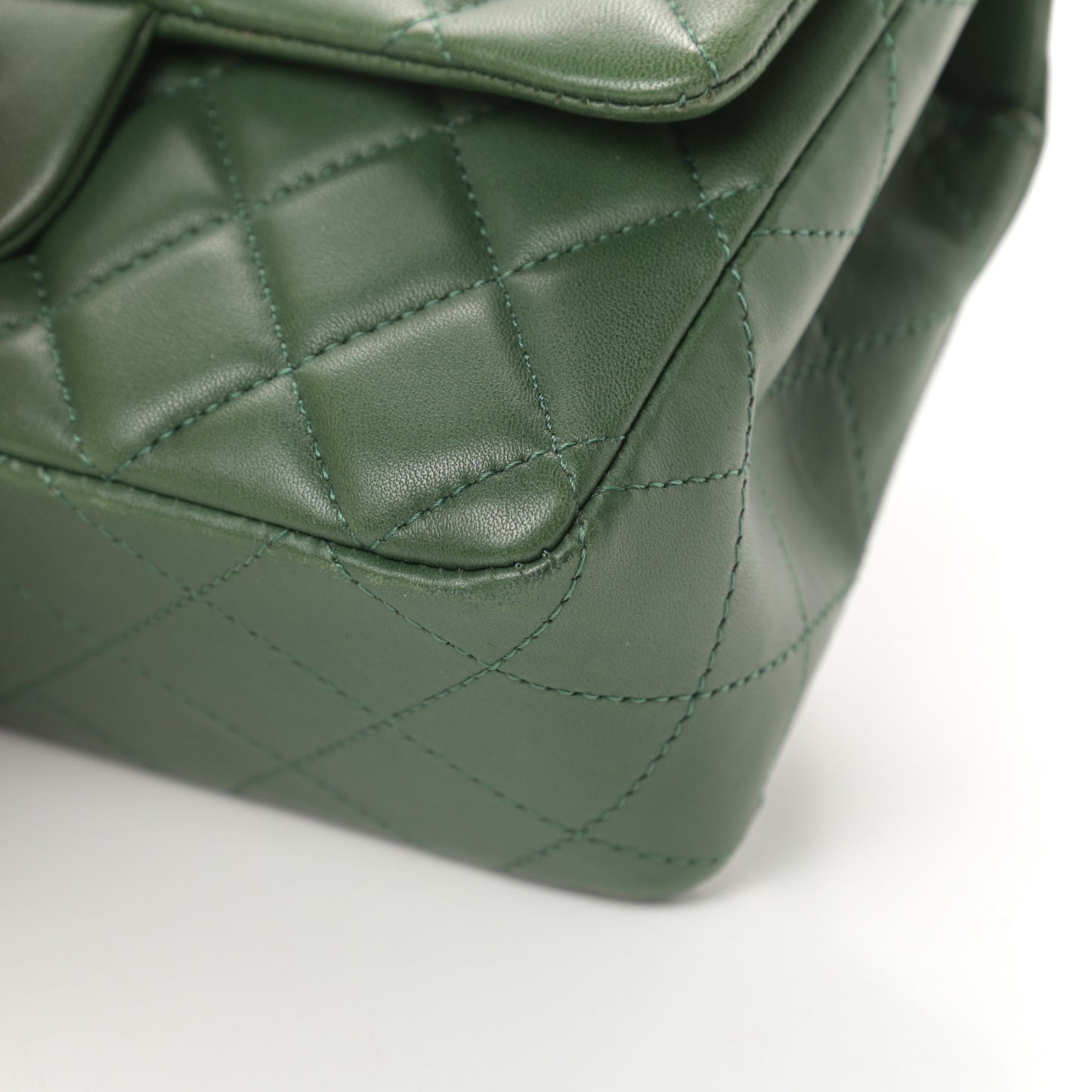 Lambskin Quilted Mini Rectangular Flap Green