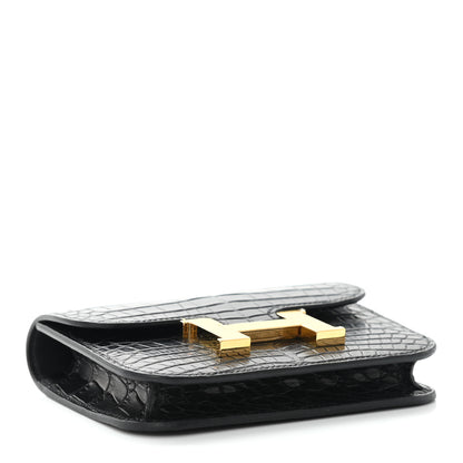Hermes Matte Alligator Constance Slim Wallet Black 2 of 10