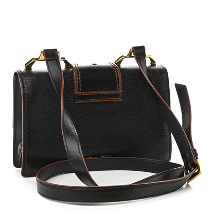 Miu Miu Goatskin Madras Soft Calf Crystal Embellished Shoulder Bag Black 3 of 9