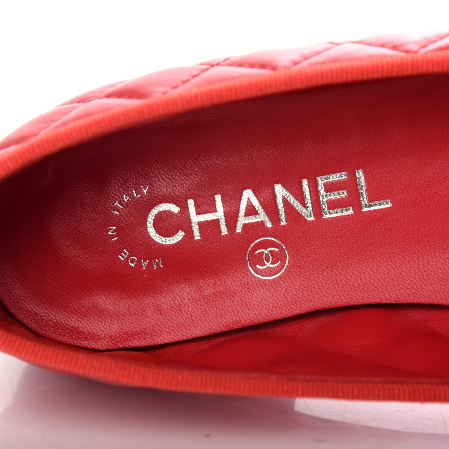 Lambskin Quilted Cap Toe CC Ballerina Flats 37 Light Red