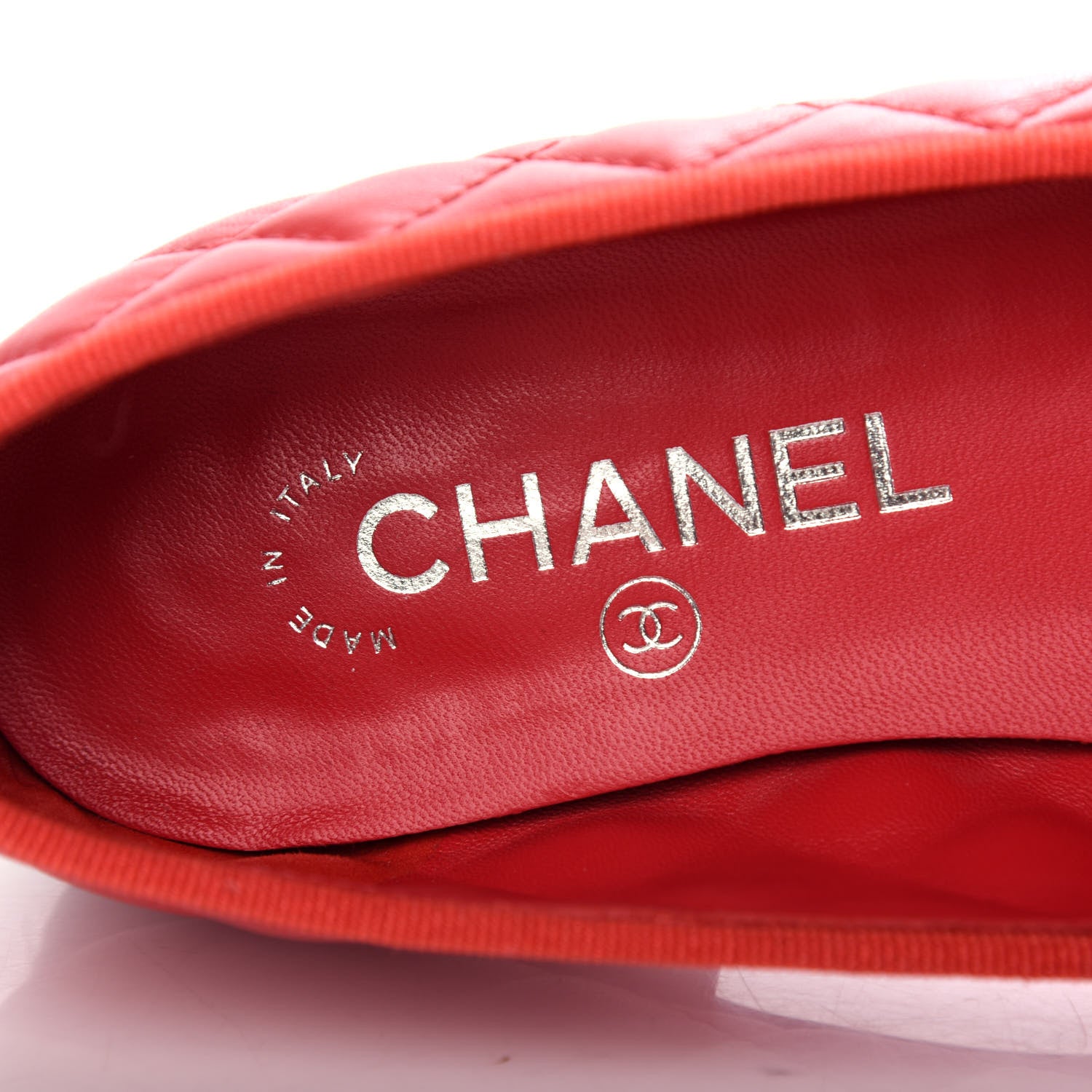 Chanel Lambskin Quilted Cap Toe CC Ballerina Flats 37 Light Red 8 of 11