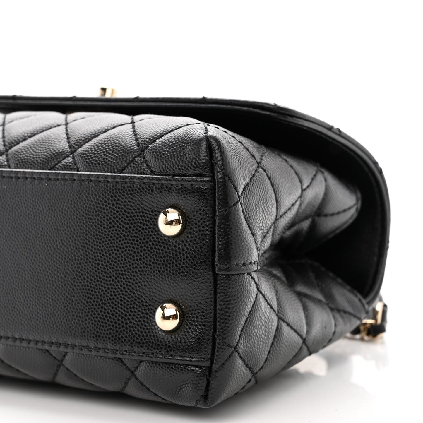 Caviar Quilted Mini Coco Handle Flap Black