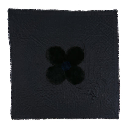 Louis Vuitton Silk Wool Rabbit Fur Flowergram Shawl Black 1 of 4