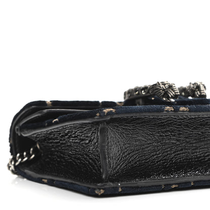 Gucci Velvet GG Monogram Super Mini Dionysus Shoulder Bag Blue Beige Black 8 of 9