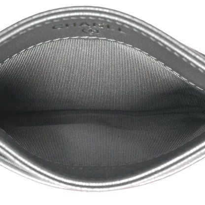 Chanel Metallic Goatskin Quilted 19 Card Holder Silver 5 of 9