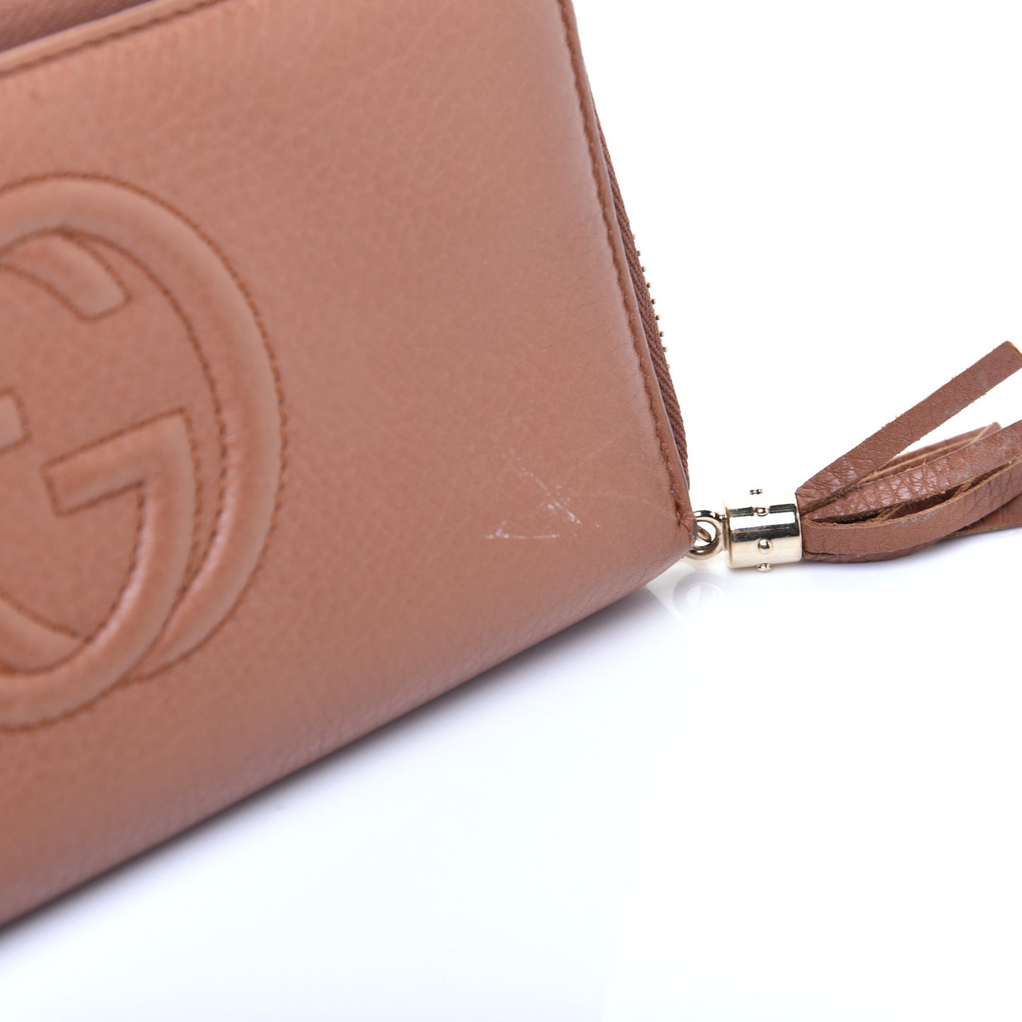 Pebbled Calfskin Soho Zip Around Wallet Brown