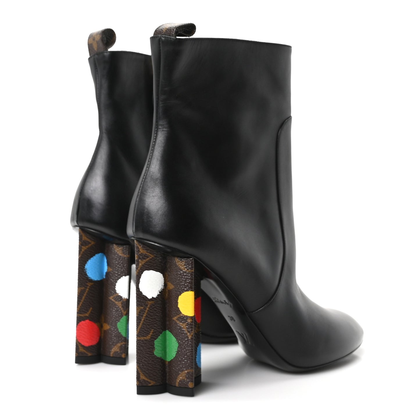 LV X YK Calfskin Monogram Silhouette Ankle Boots 38 Black