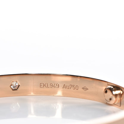 Cartier 18K Pink Gold 4 Diamond LOVE Bracelet 17 4 of 11