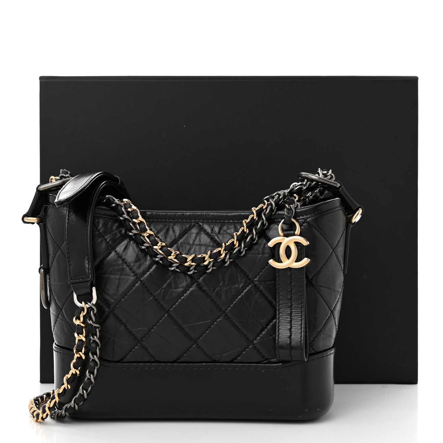 Chanel Aged Calfskin Quilted Small Gabrielle Hobo Black 12 of 12
