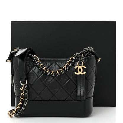 Chanel Aged Calfskin Quilted Small Gabrielle Hobo Black 12 of 12
