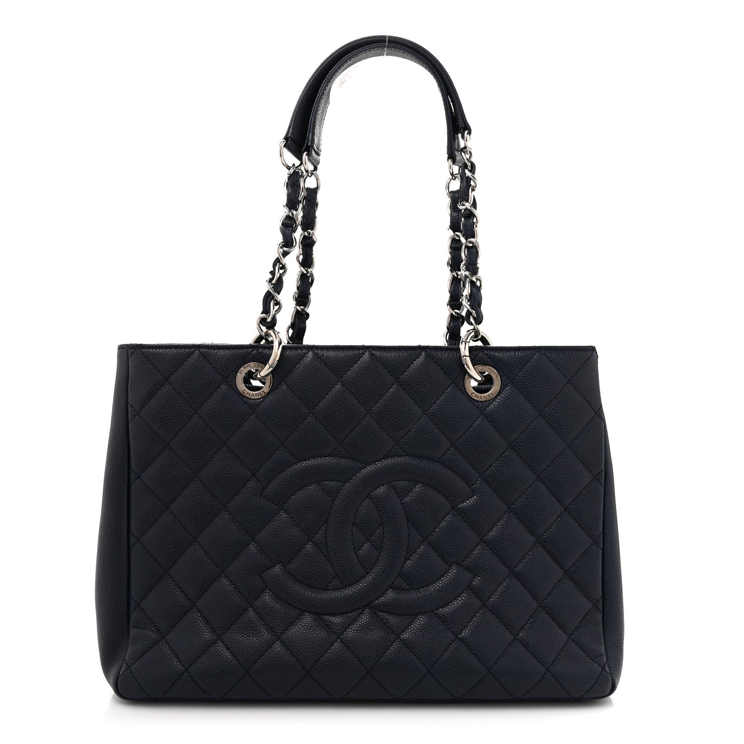 Chanel Caviar Quilted Grand Shopping Tote GST Navy Blue 1 of 13