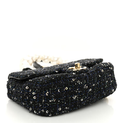 Chanel Tweed Mini Pearl Handle Flap Black Ecru 4 of 10