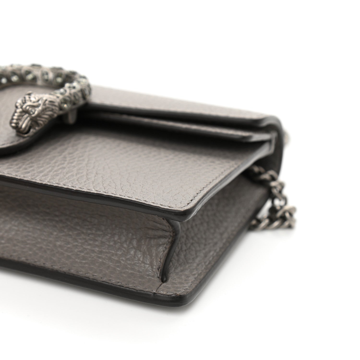 Gucci Dollar Calfskin Crystal Super Mini Dionysus Shoulder Bag Dusty Grey Black Diamond 7 of 7