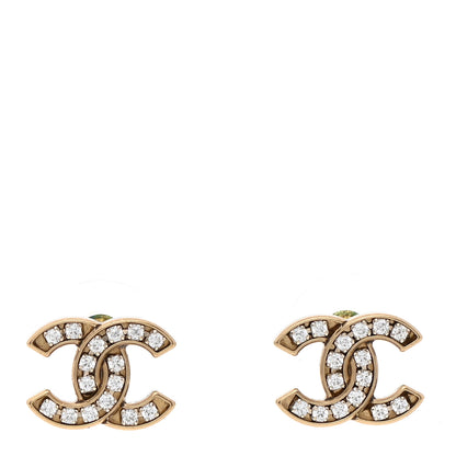 Chanel Crystal CC Earrings Gold 1 of 4