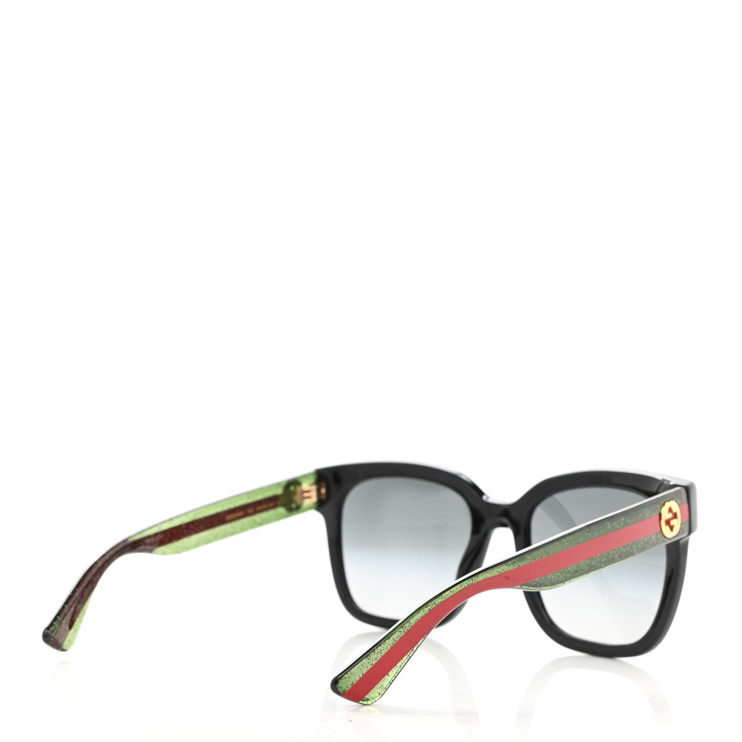 Acetate Square Frame Web Glitter Sunglasses GG0034S Black Green