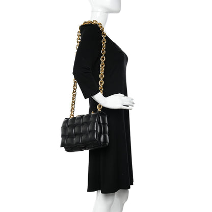 Bottega Veneta Lambskin Maxi Intreccio Padded Chain Cassette Crossbody Bag Black 2 of 9