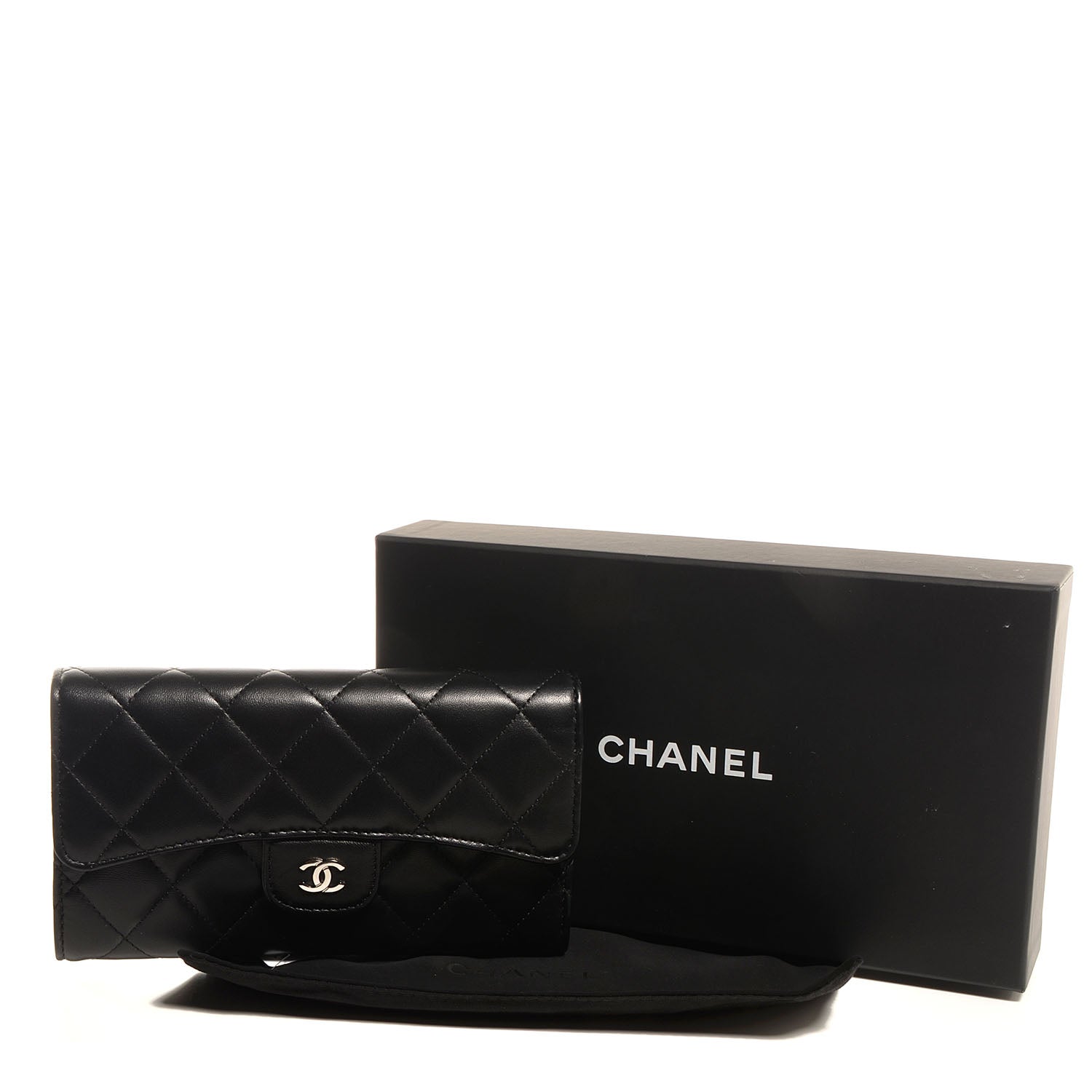 Chanel Lambskin Quilted Large Flap Wallet Black 5 of 9