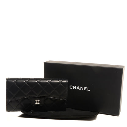Chanel Lambskin Quilted Large Flap Wallet Black 5 of 9