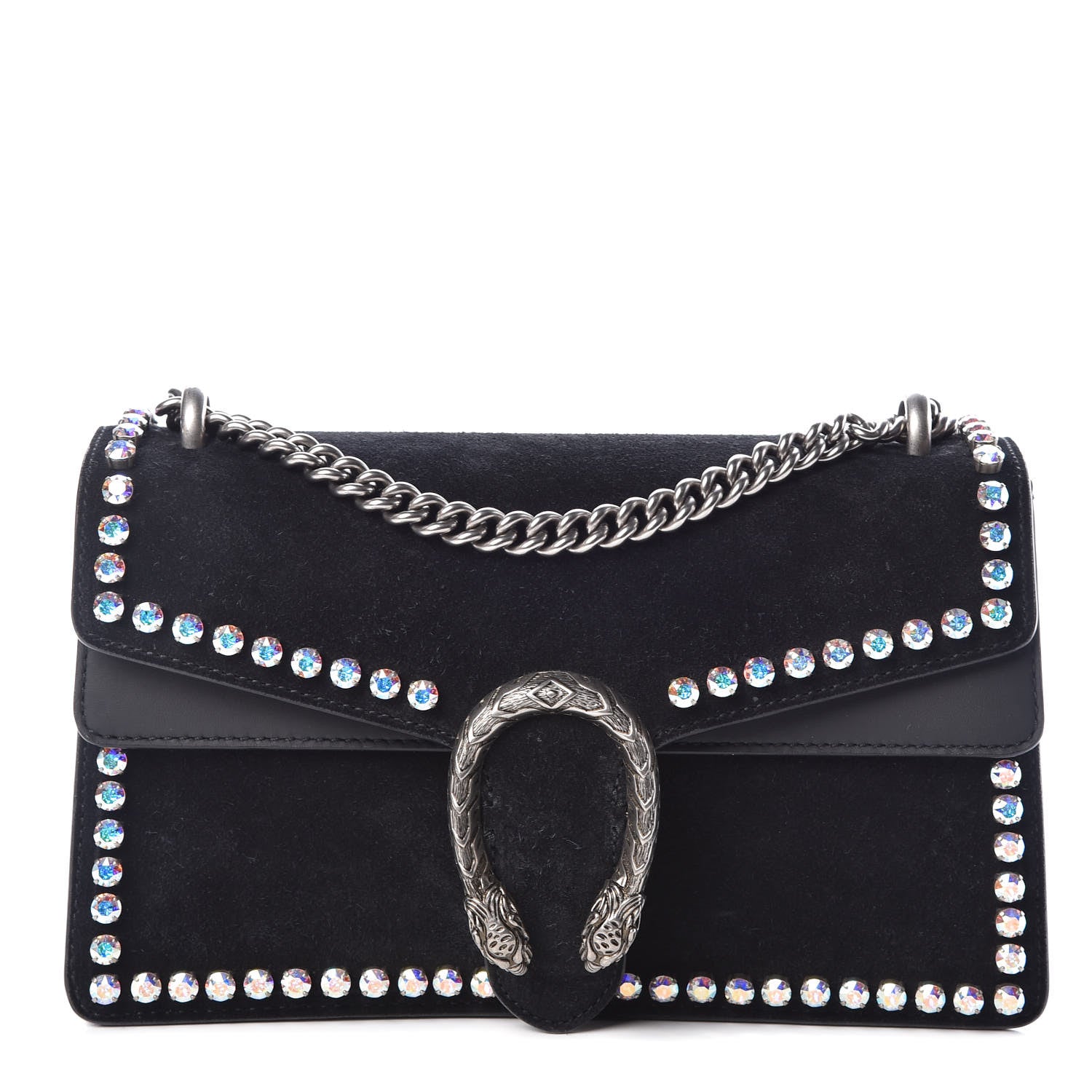 Gucci Suede Crystal Small Dionysus Shoulder Bag Black 1 of 11