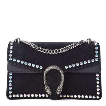 Gucci Suede Crystal Small Dionysus Shoulder Bag Black 1 of 11