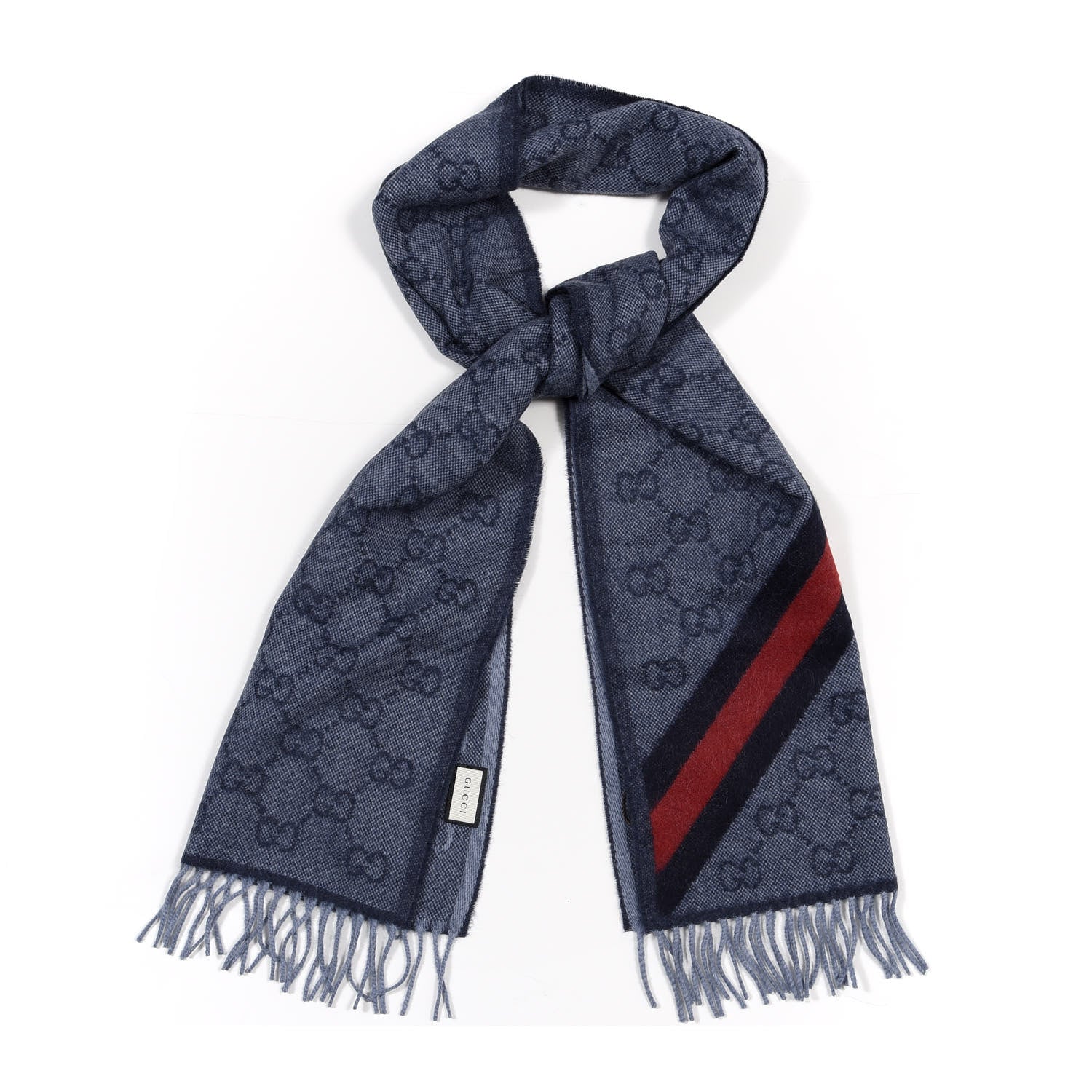 Gucci Wool Alpaca Monogram Web New Nikky Scarf Midnight Blue 1 of 4