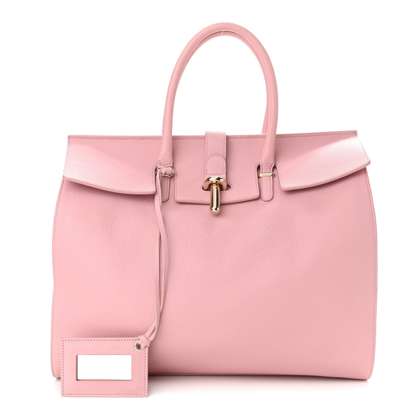 Grained Calfskin L Tube Round Tote Rose