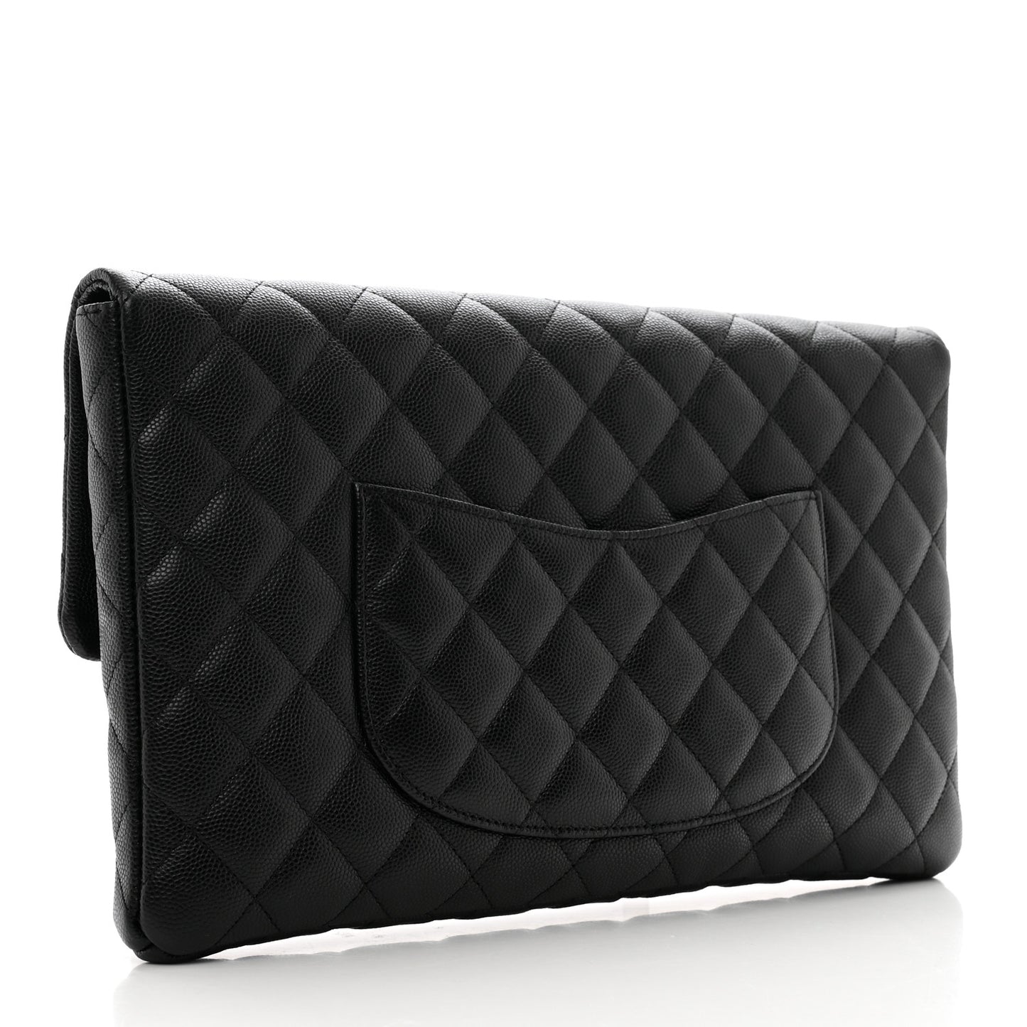 Caviar Quilted Flap Clutch Black