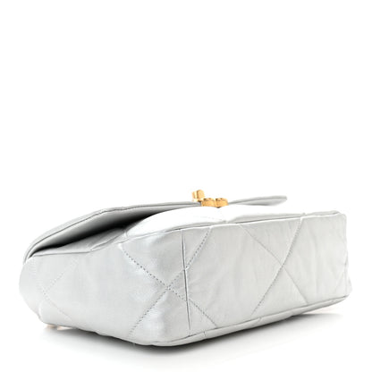 Chanel Metallic Goatskin Quilted Medium Chanel 19 Flap Silver 4 of 10